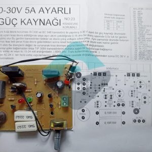 0-30V 5A ayarlı güç kaynağı kısa devre korumalı