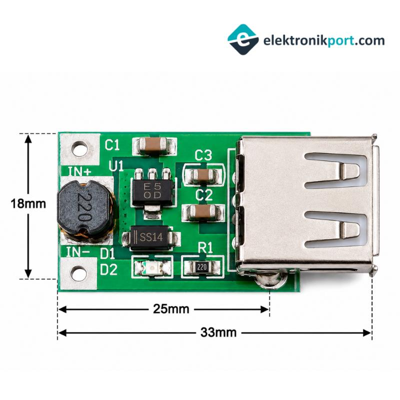 5V 1200 mA USB Çıkışlı Step Up devresi
