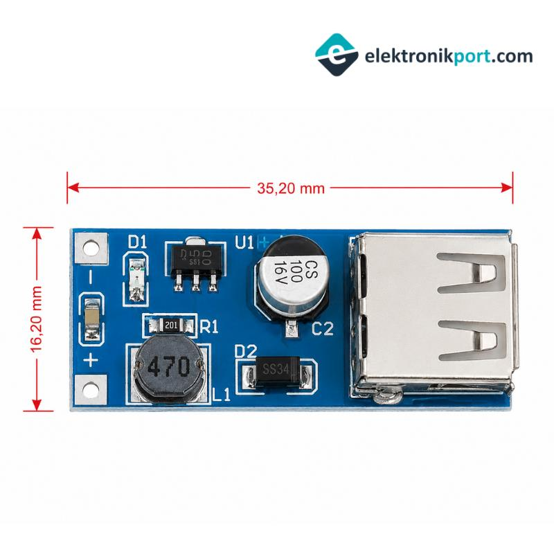 5V 600mA USB Çıkışı Voltaj Yükseltici Regülatör Kartı - Step Up - Görsel 4