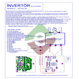 INVERTOR 12-220V Geri Beslemeli Demonte Kit Kendin Yap (NO:42)