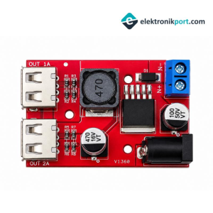 Çift USB Çıkışlı Voltaj Düşürücü Modül 5-36V To 5V 2A HW-412 İki başlı voltaj dönüştürücü usb dönüştürücü